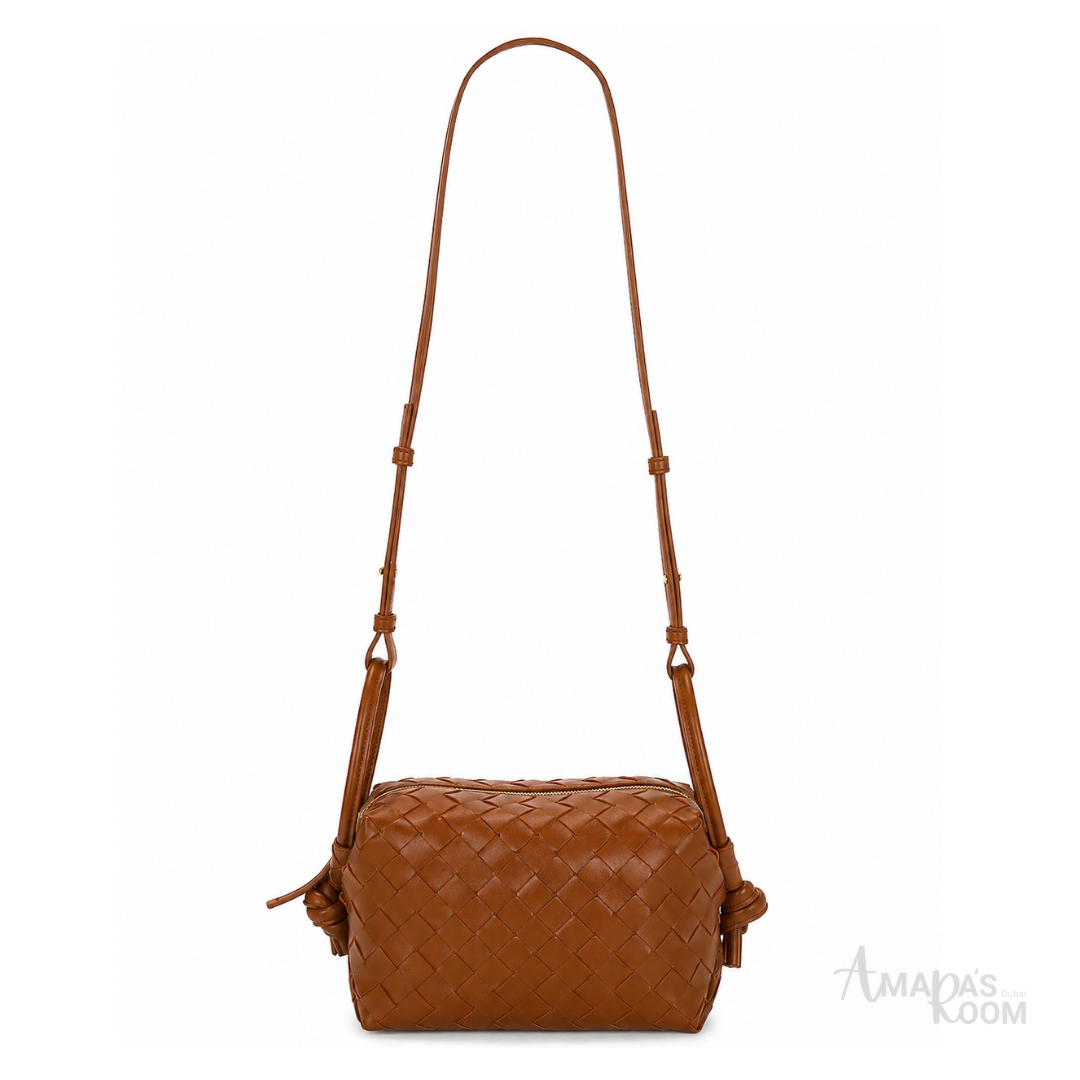 Bottega Veneta Woven Leather Crossbody Camera Bag – Brown - View 2