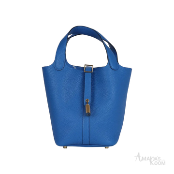 Hermès Picotin Lock 18 Bucket Bag – Bleu Royal Clemence Gold Hardware - View 1