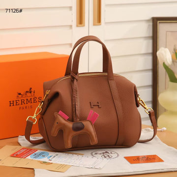 Hermès Bag Brown Leather Satchel Handbag Styled – product view