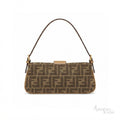 Fendi-Style Monogram Baguette Shoulder Bag - View 3