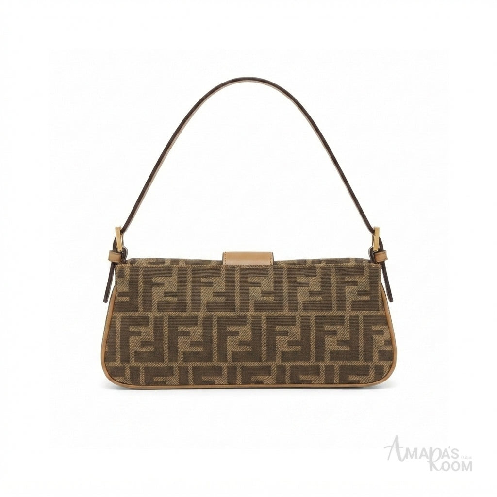 Fendi-Style Monogram Baguette Shoulder Bag - View 3