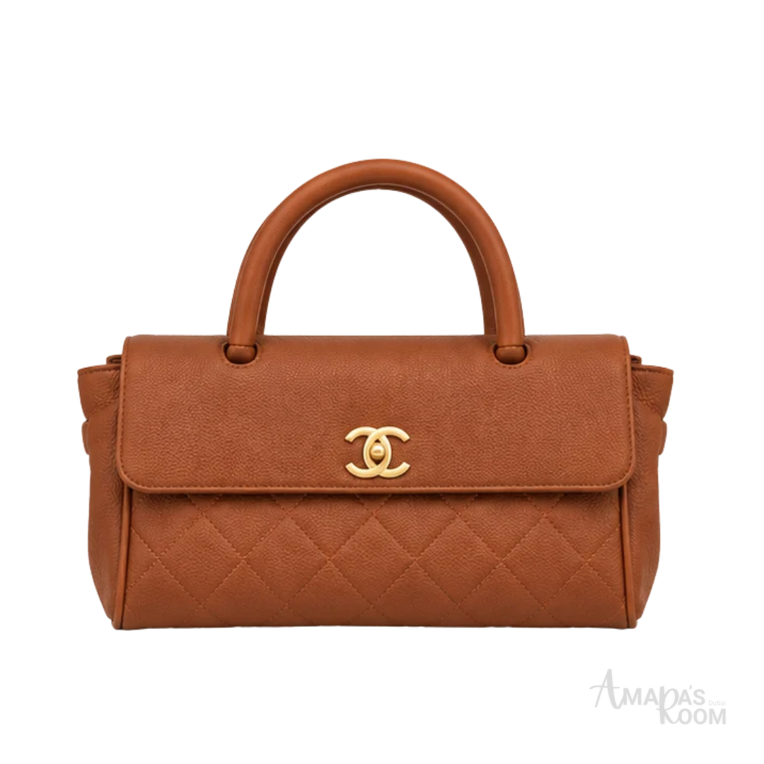 Chanel Bag | Urban Essentials Small Shopping Bag (East-West Baguette Tote) – Caramel (Brown – Camel grained calfskin leather with gold-tone hardware)