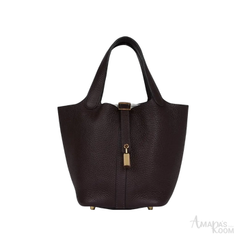 Hermès Picotin Lock 18 Bucket Bag – Rouge Sellier Clemence Gold Hardware - View 1