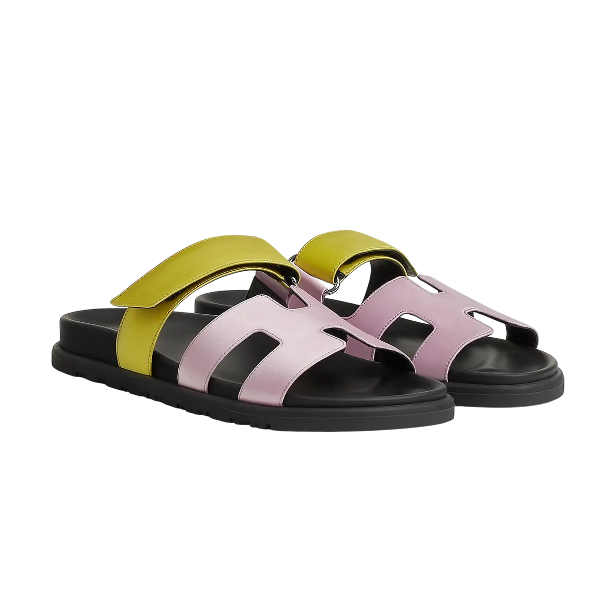Hermès Chypre Sandals – Violet Pétale / Vert Lime - View 1
