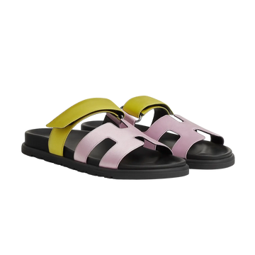 Hermès Chypre Sandals – Violet Pétale / Vert Lime - View 1