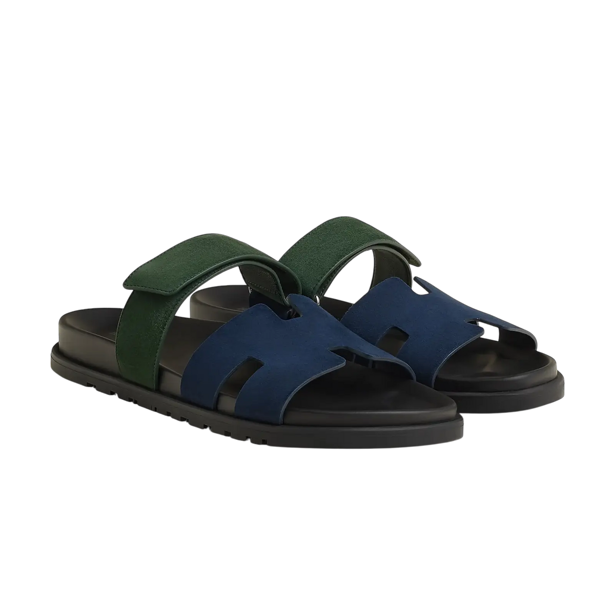 Hermès Chypre Sandals – Bleu Océan / Vert Bouteille - View 1