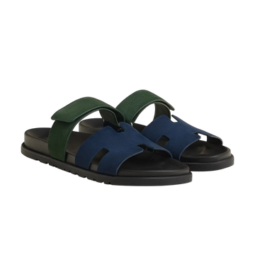 Hermès Chypre Sandals – Bleu Océan / Vert Bouteille - View 1