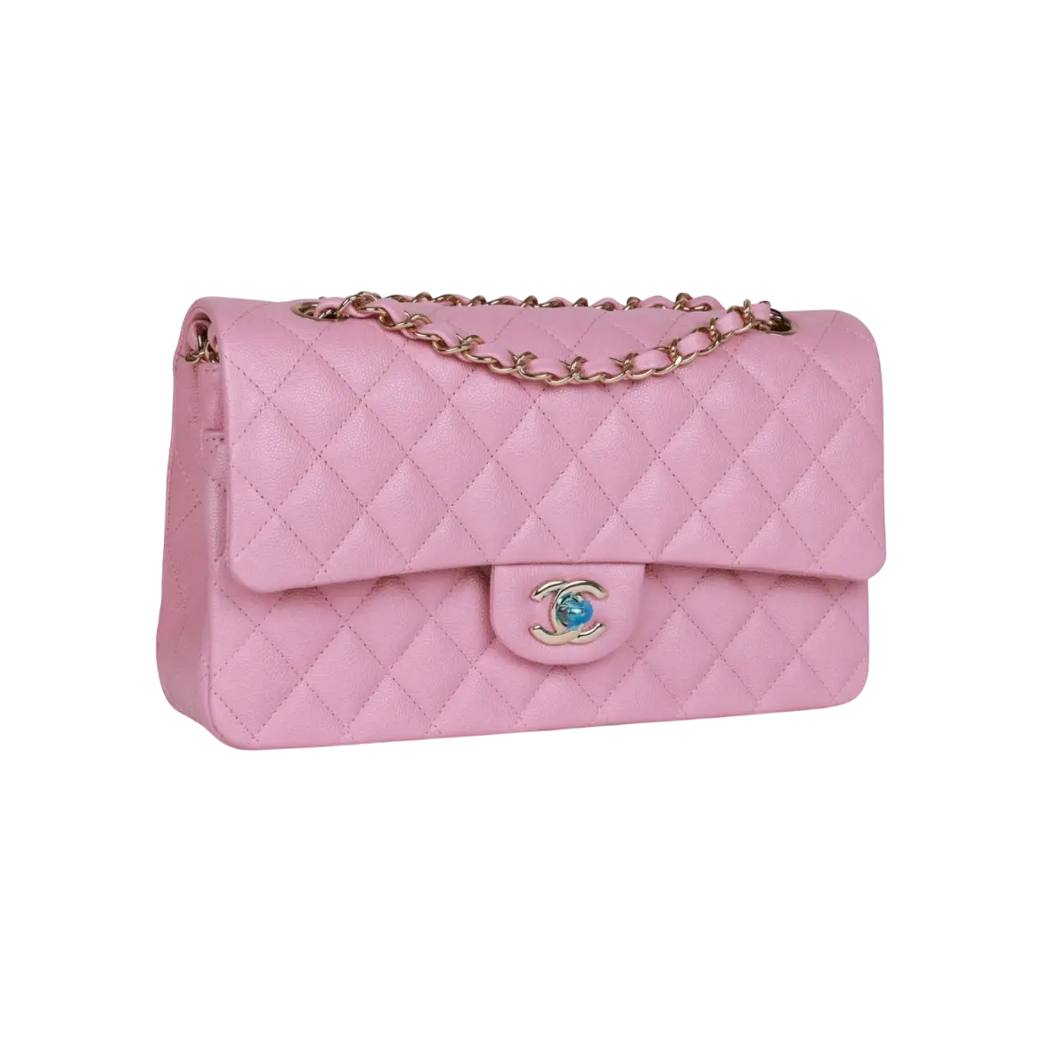 Chanel Classic Double Flap Bag Dark Pink Caviar Light Gold Hardware - View 2