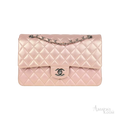 Chanel Classic Double Flap Bag Pink Iridescent Lambskin Silver Hardware - View 1