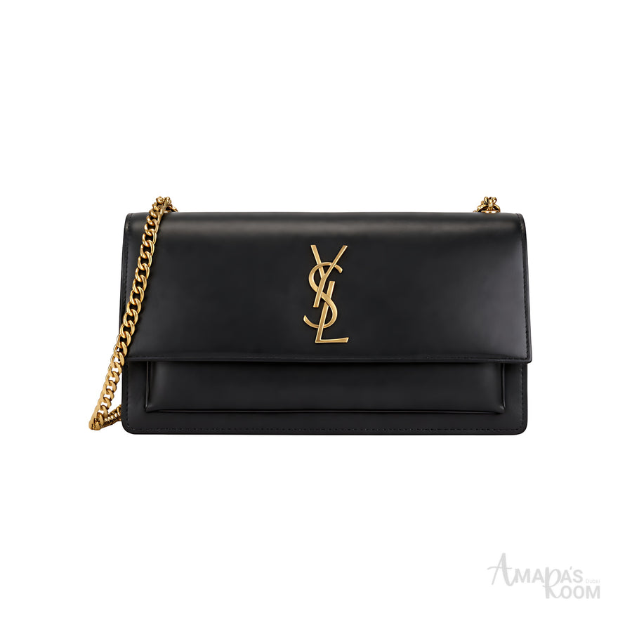 حقيبة YSL | حقيبة Sunset من جلد العجل البارز بنقشة التمساح