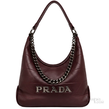 Prada Bag | Triangle Stitch Hobo Maroon