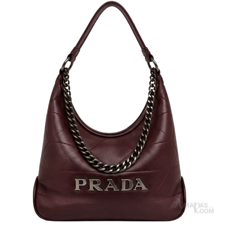 Prada Bag | Triangle Stitch Hobo Maroon
