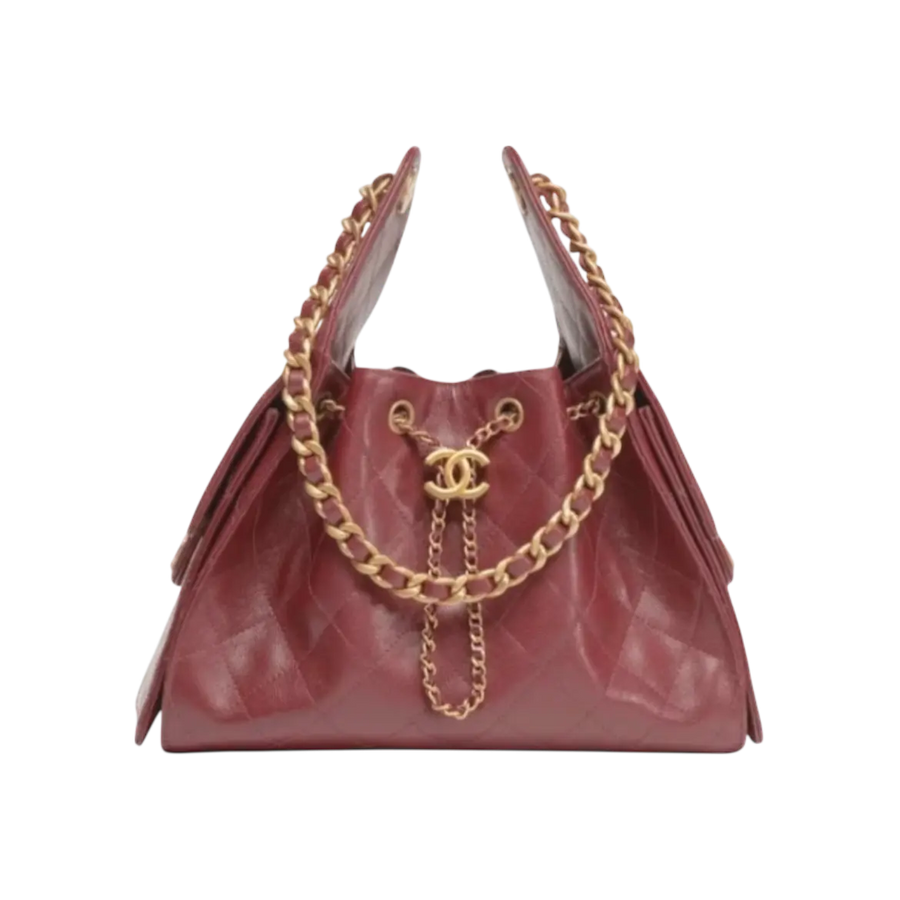 Chanel 25 Small Handbag – Burgundy & Gold - View 1