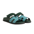 Hermès Chypre Sandals – Bleu Citadin / Vert Bouteille - View 1