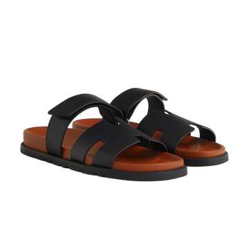 Hermès Chypre Sandals – Noir / Naturel - View 1