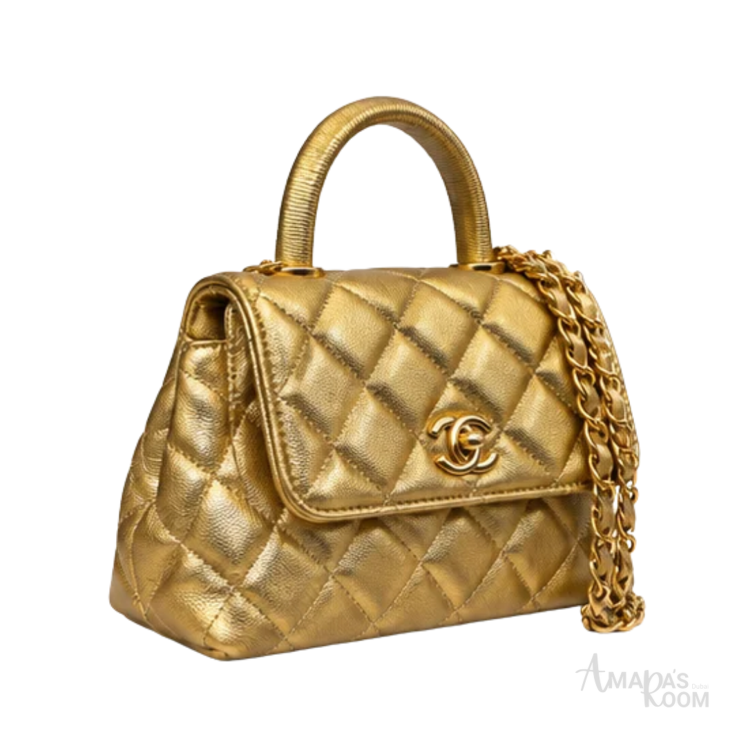 Chanel Bag | Trendy CC Flap Bag with Top Handle – Metallic Gold
