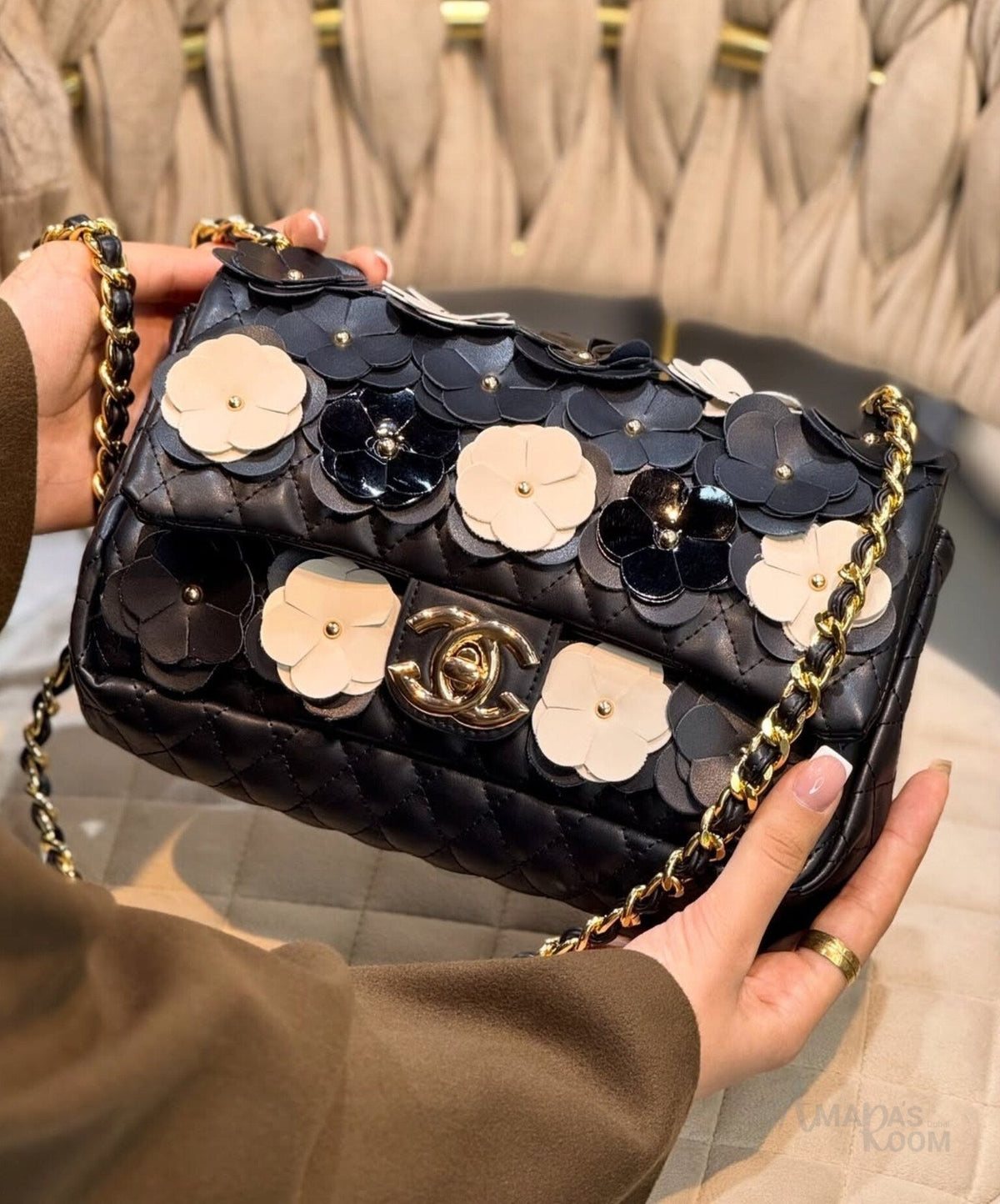 Chanel Camellia Flap Bag – Black Floral - View 4