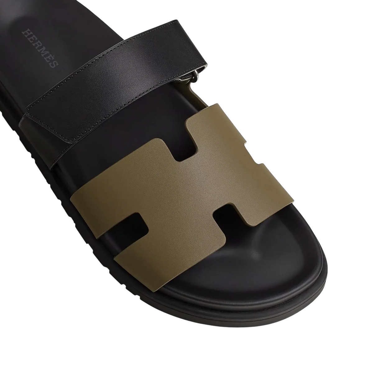 Hermès Chypre Sandals – Vert Toundra / Noir - View 2