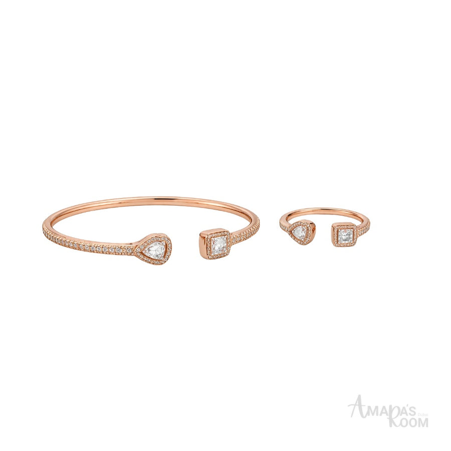 Messika Jewelry | Pave Bangle Ring Pink Gold Diamonds