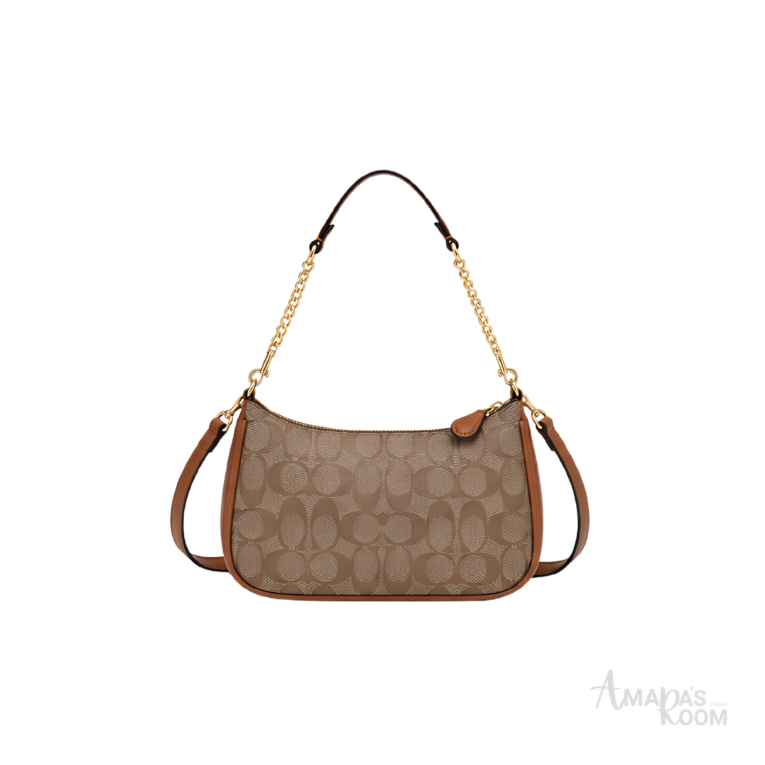 Coach Teri Shoulder Bag in Signature Canvas – Brown - View 4