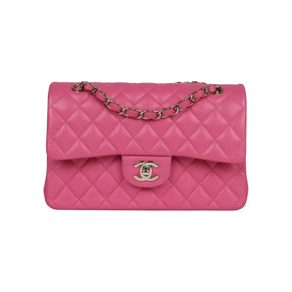 Chanel Classic Double Flap Bag Dark Pink Caviar Light Gold Hardware - View 1