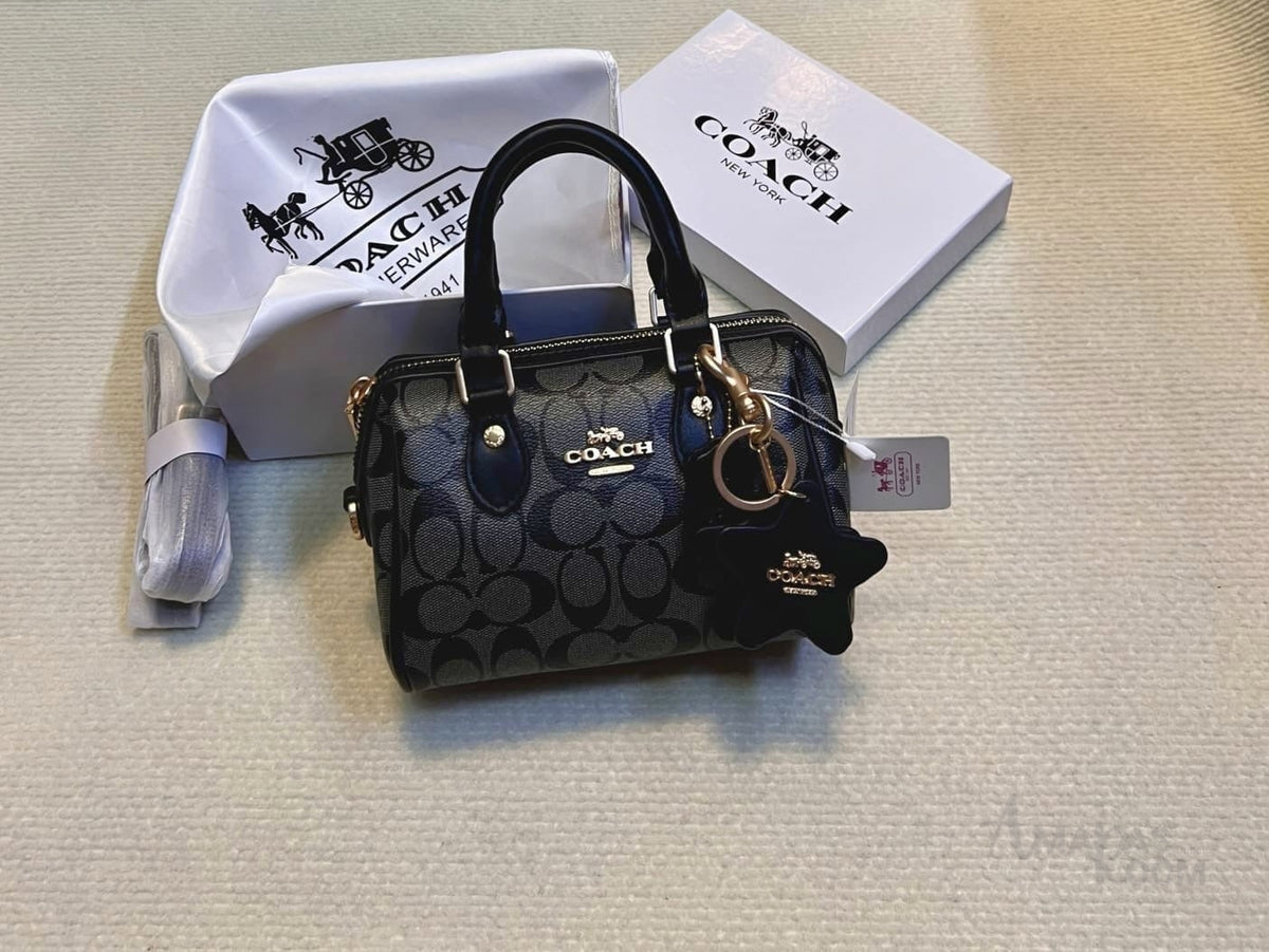 Coach Bag | Mini Rowan Crossbody Bag – Charcoal – Black Signature