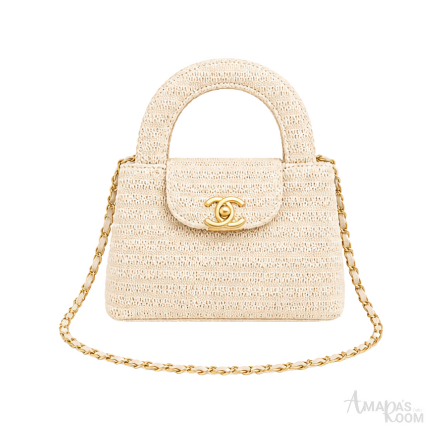 Chanel Mini Kelly Raffia Beige Bag – product view