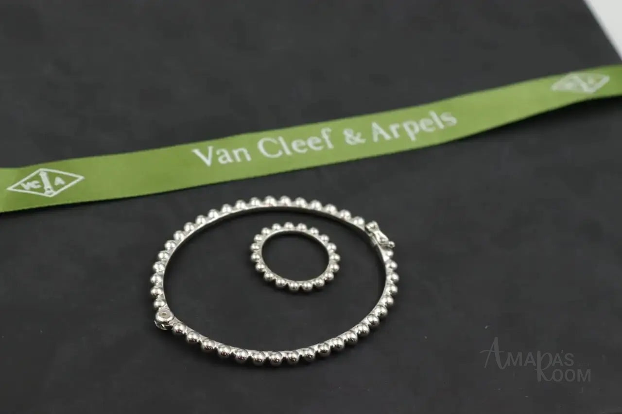 Van Cleef & Arpels Jewelry | Perlee Beads Silver Bracelet and Ring Set