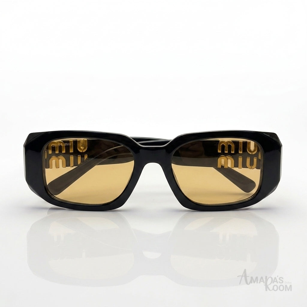 Miu Miu Rectangular Sunglasses – Warm Yellow Lenses - View 2