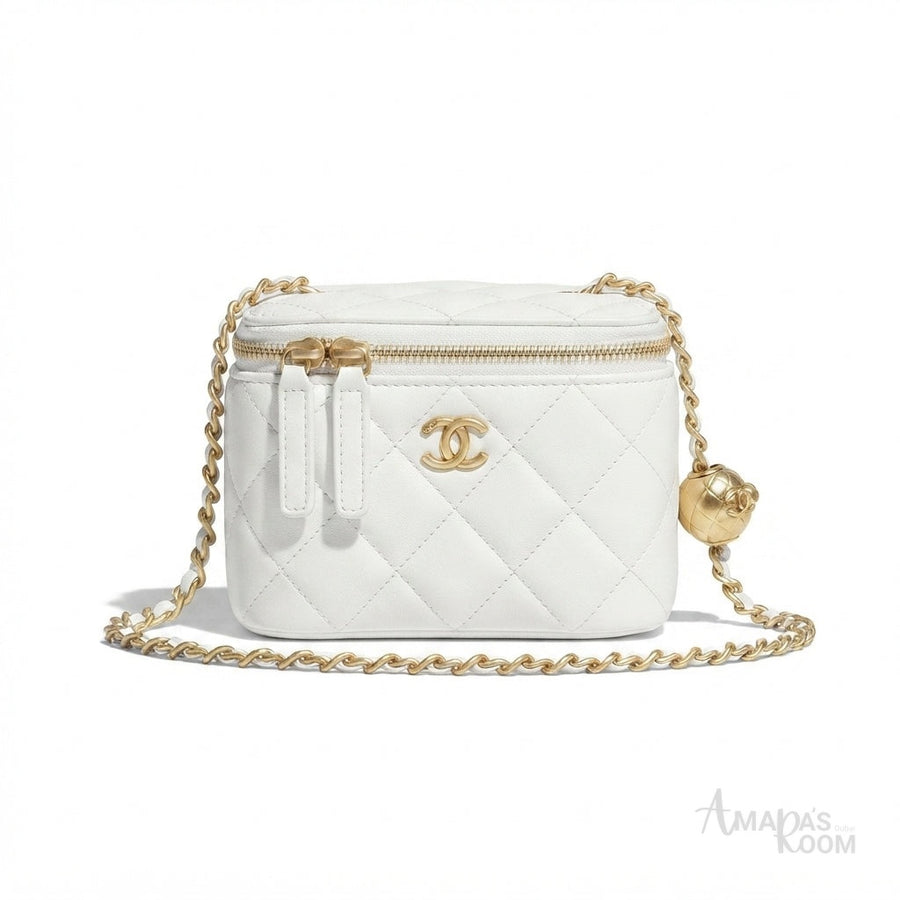 Chanel Mini Vanity Case – White & Gold-Tone - View 1