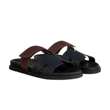 Hermès Chypre Sandals – Marine / Marron Palissandre - View 1