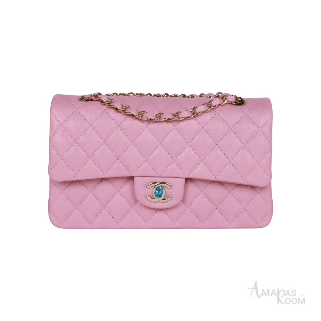 Chanel Classic Double Flap Bag Dark Pink Caviar Light Gold Hardware - View 1