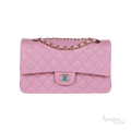 Chanel Classic Double Flap Bag Dark Pink Caviar Light Gold Hardware - View 1