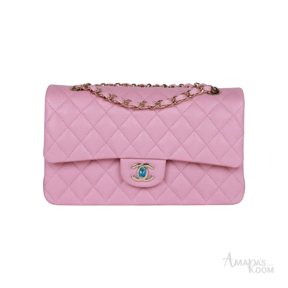 Chanel Classic Double Flap Bag Dark Pink Caviar Light Gold Hardware - View 1