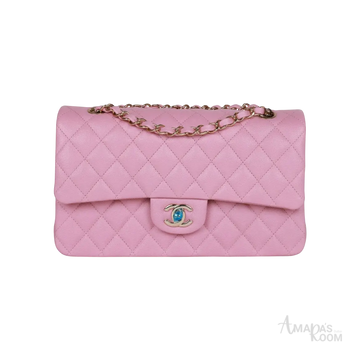 Chanel Classic Double Flap Bag Dark Pink Caviar Light Gold Hardware - View 1