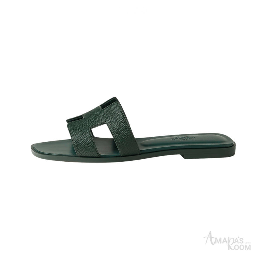 Oran Calfskin Slides – Emerald Green – Amara UAE