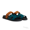Hermès Chypre Sandals – Vert Mousse / Naturel - View 1