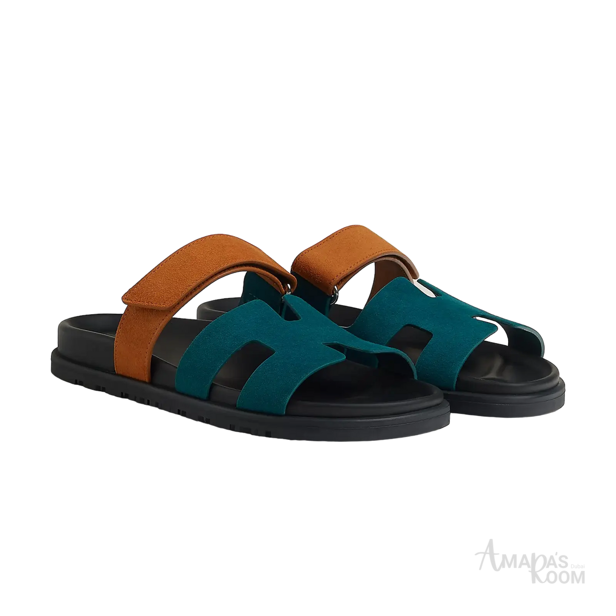 Hermès Chypre Sandals – Vert Mousse / Naturel - View 1