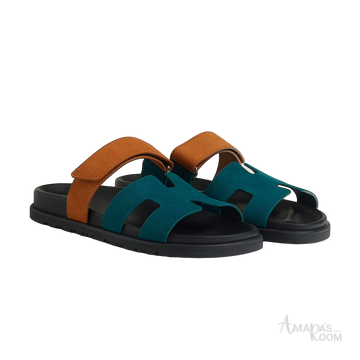 Hermès Chypre Sandals – Vert Mousse / Naturel - View 1