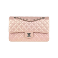 Chanel Classic Double Flap Bag Pink Iridescent Lambskin Silver Hardware - View 1