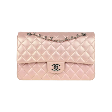 Chanel Classic Double Flap Bag Pink Iridescent Lambskin Silver Hardware - View 1