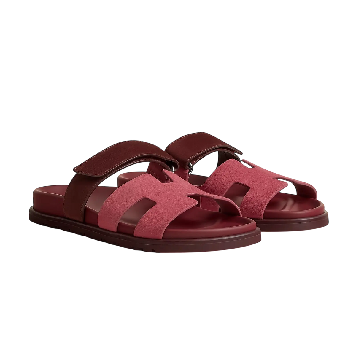 Hermès Chypre Sandals – Rose Pinson / Marron Palissandre - View 1