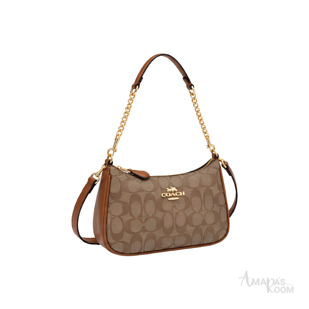Coach Teri Shoulder Bag in Signature Canvas – Brown - View 2