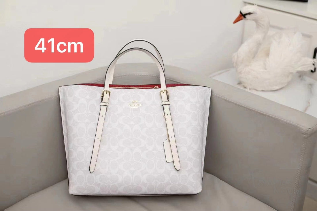 Coach Bag Mollie Tote Bag in Signature Canvas White – product view