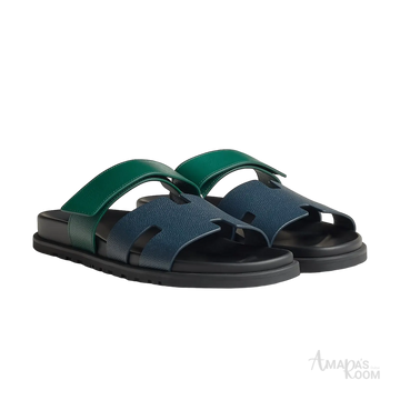 Hermès Chypre Sandals – Bleu Céleste / Vert Oyat - View 1