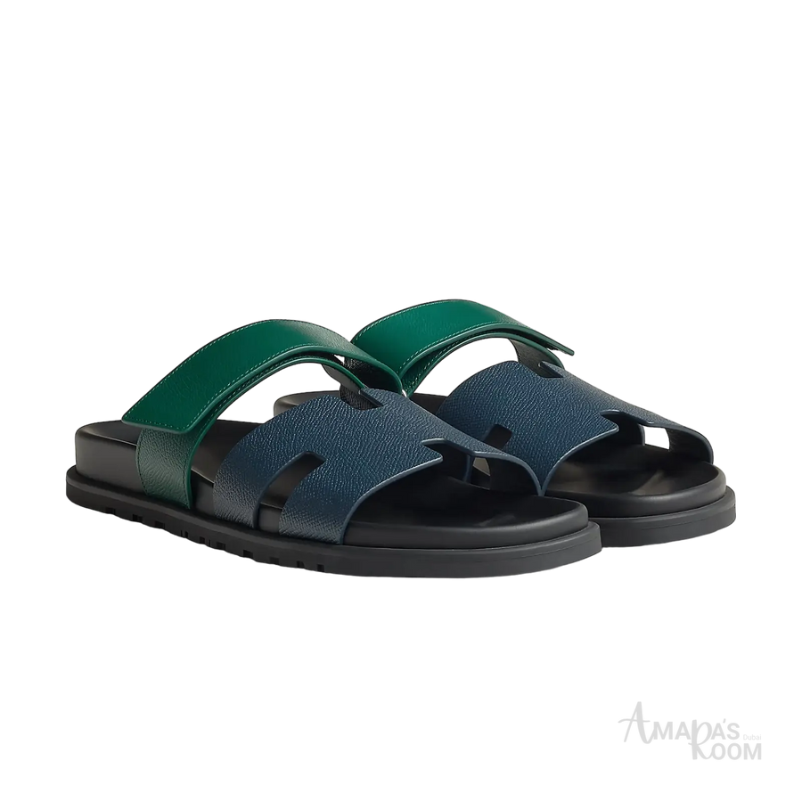 Hermès Chypre Sandals – Bleu Céleste / Vert Oyat - View 1
