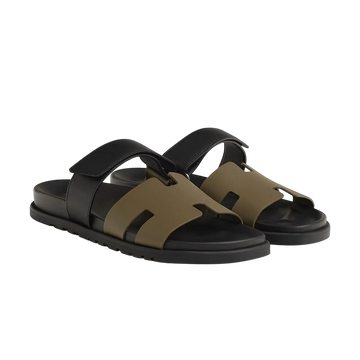 Hermès Chypre Sandals – Vert Toundra / Noir - View 1