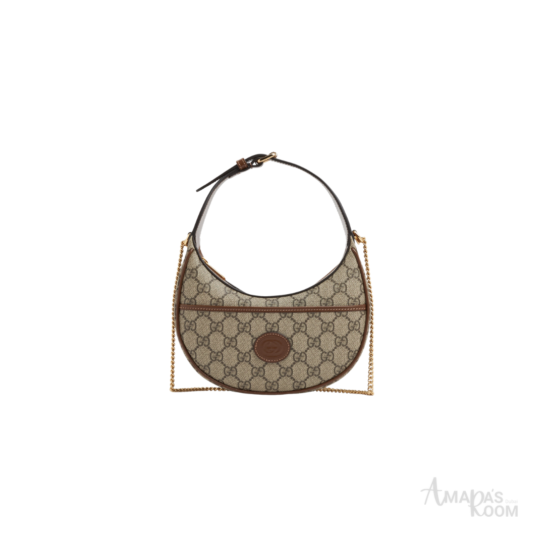 Gucci GG Supreme Half-Moon Mini Bag – Nude - View 1