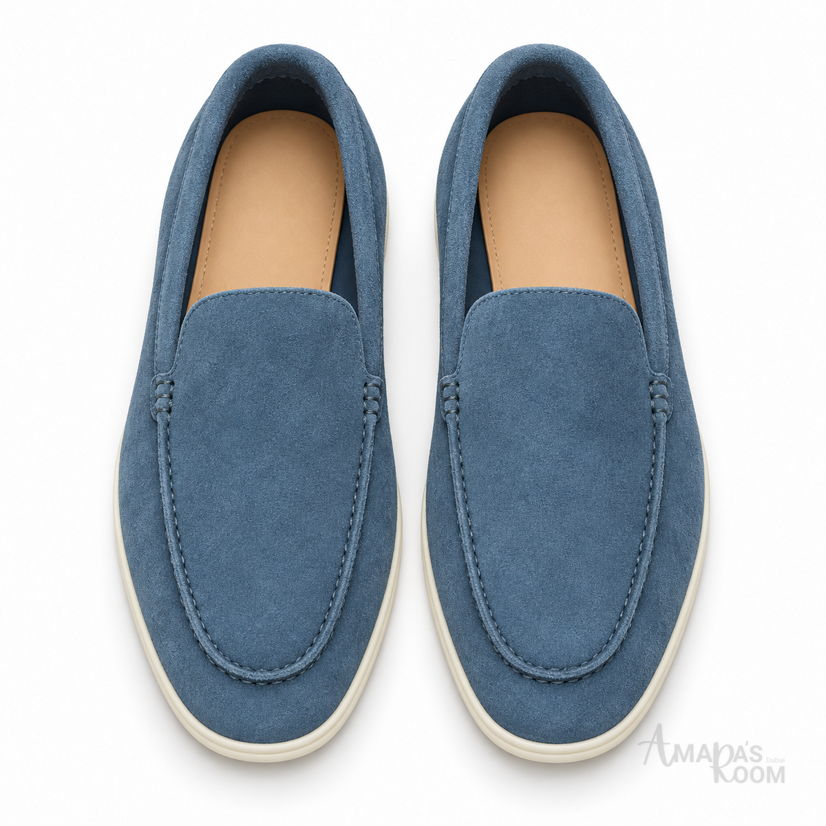 Loro Piana Summer Walk Suede Loafers – Blue - View 5