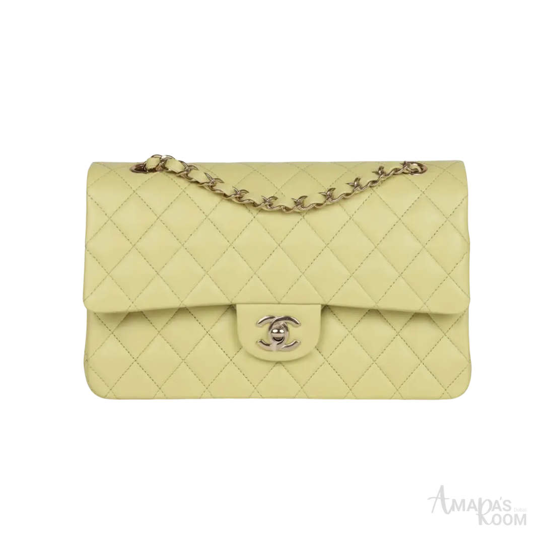 Chanel Classic Double Flap Bag Light Green Lambskin Light Gold Hardware - View 1
